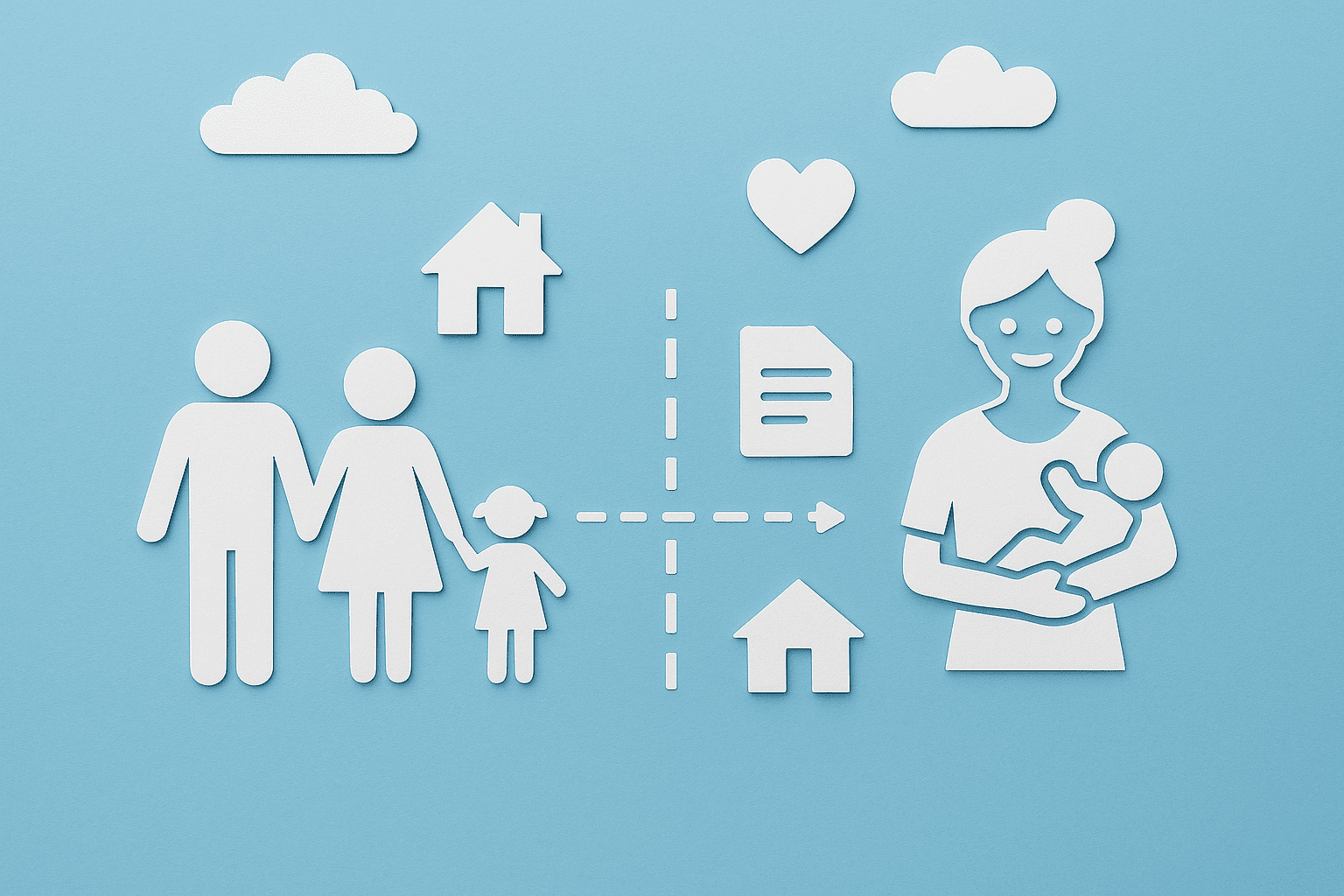 Illustration contrat de travail entre parents et assistante maternelle, symbolisant l’accord d’accueil de l’enfant et les démarches administratives.